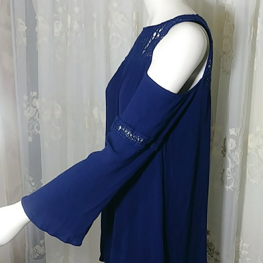 3 for $15 - Lace & Cold-Shoulder Tunic/Dress - Picture 3 of 8